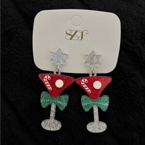 Festive Red and Green Cocktail Earrings